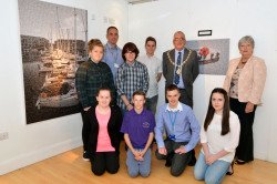 Pictured are (kneeling, left to right), Jade Roberts, Luke Walters, youth worker Dale Gibby, and Bethany Roberts and (standing), Brooke Griffiths, Nick Hudd, Blake Wonnacott, Rhys Johnson, Cllr Wynne Evans, and Mrs Gwyneth Johns.